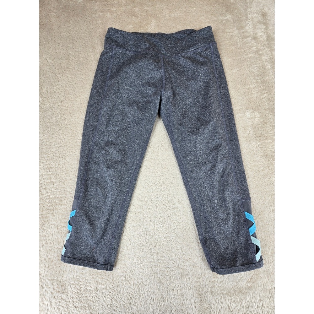 SO Perfectly Soft Capri Leggings Girls Size‎ 14 Gray Heather Blue Lattice Ankle